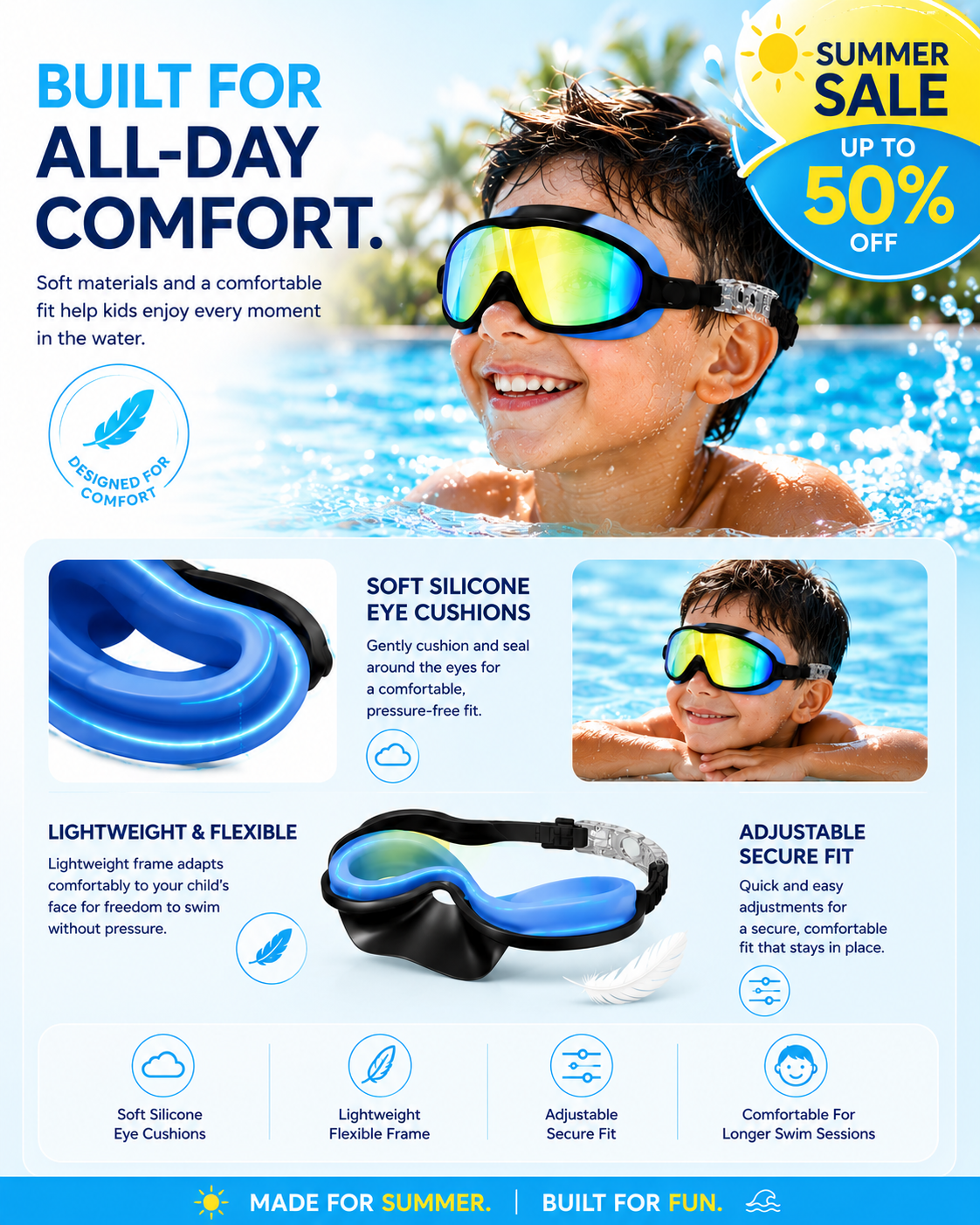 HappySplash™ - Easy Clip Swim Goggles