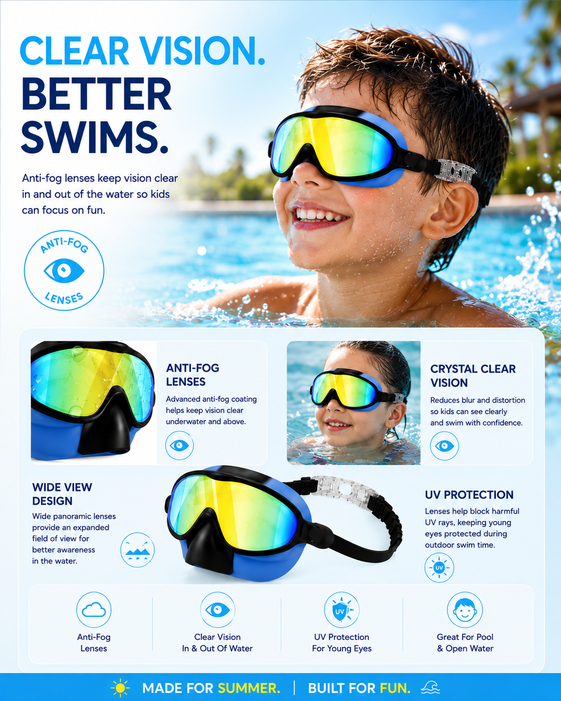 HappySplash™ - Easy Clip Swim Goggles